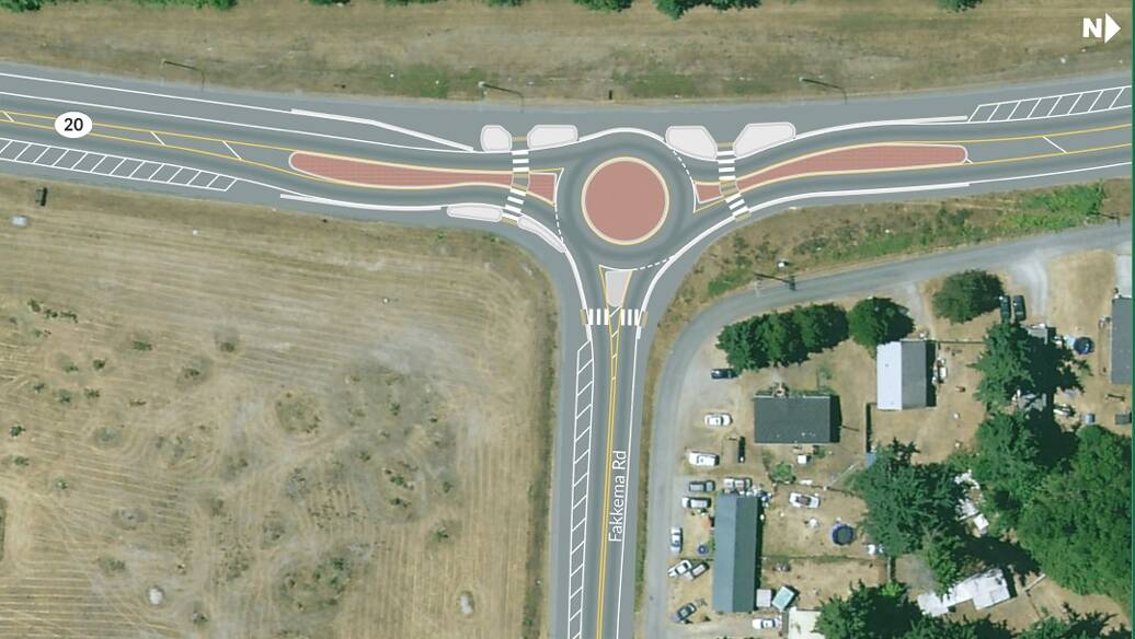 A Department of Transportation rendering of the soon-to-be compact roundabout at West Fakkema Road and Highway 20. (Photo provided)