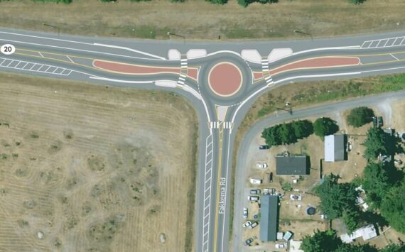 A Department of Transportation rendering of the soon-to-be compact roundabout at West Fakkema Road and Highway 20. (Photo provided)