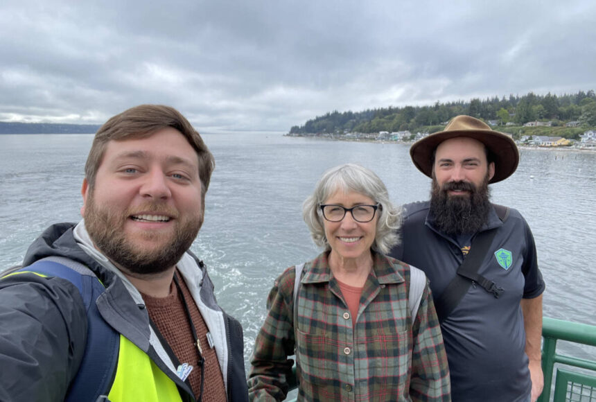 <p>Linda, Ben and Tony recently experienced how easy it is to take public transportation from Whidbey Island to Seattle and home again – stress-free! Courtesy Island Transit</p>