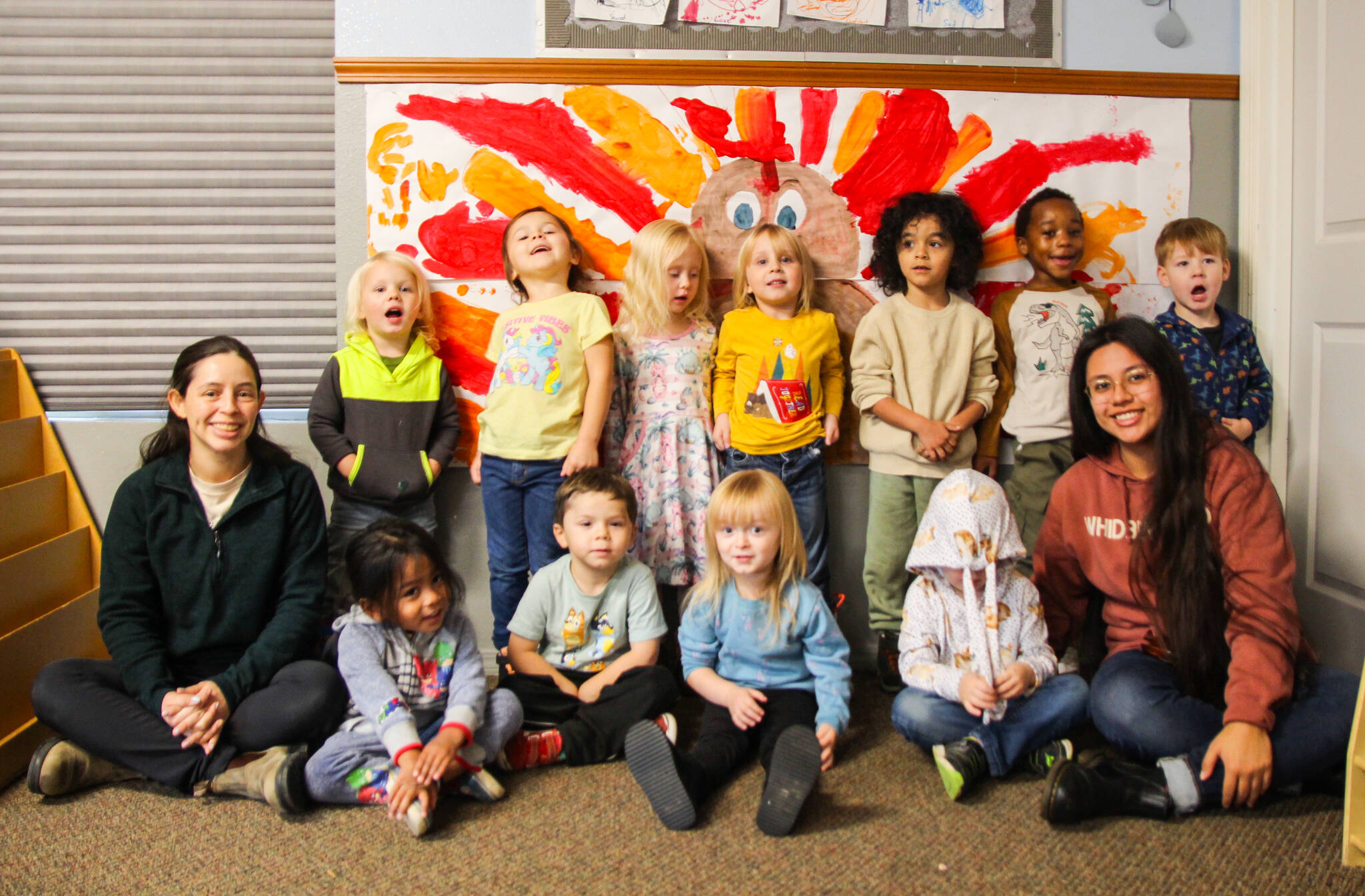 At left, Teacher Monica Sullivan, (standing) Spencer Carlson, Charlie Espy, Molly Shepherd, Breanna Carlson, Maximiliano Rodriguez, Kane Styles, Grayson O’Connell, (sitting) Ezekiel John Bato, Benjamin Espy, Nova Rinkevich-Dean, Theo Rankin and Teacher Sara Cruz. (Photos by Luisa Loi)