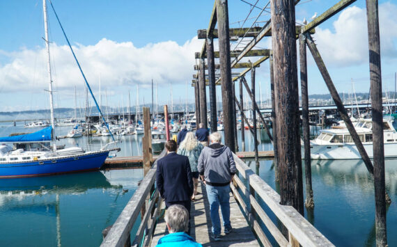 City staff tour the Oak Harbor Marina. (Photo by Sam Fletcher)