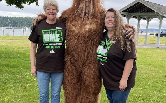 Photo provided
Margaret Livermore and Teresa Bisaw hang out with Sasquatch.