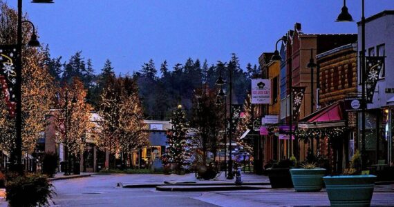 Christmas lights and banners are one of several recent projects by Oak Harbor Main Street to preserve the historic downtown space. (Photo provided)